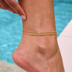 18K Gold Goddess Glow Double Chain Dainty Anklet