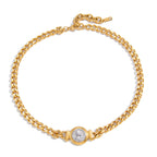 18K Gold and Silver Two Tone Coin Curb Chain Statement Choker Necklace