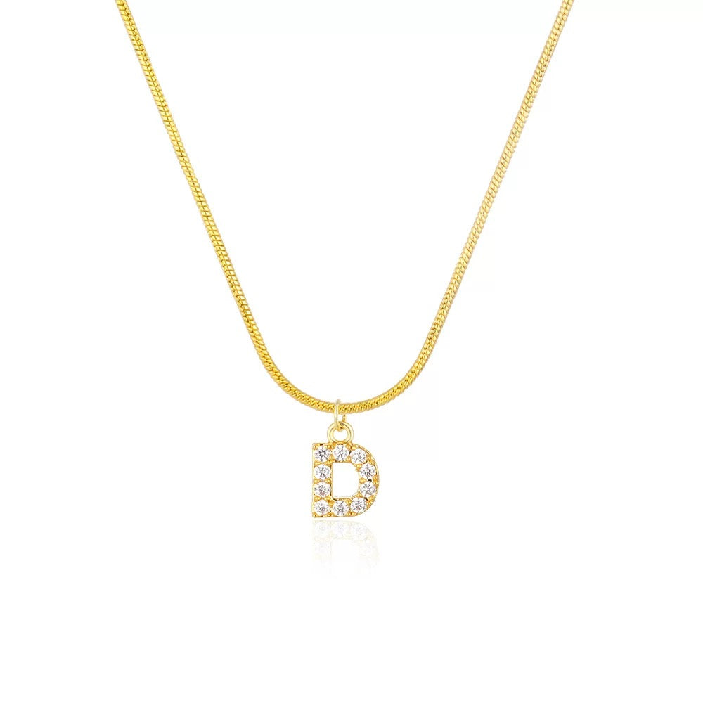 18K Gold Minimalist Glam Initial Necklace