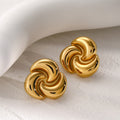 18K Gold Geometric Flower Statement Stud Earrings