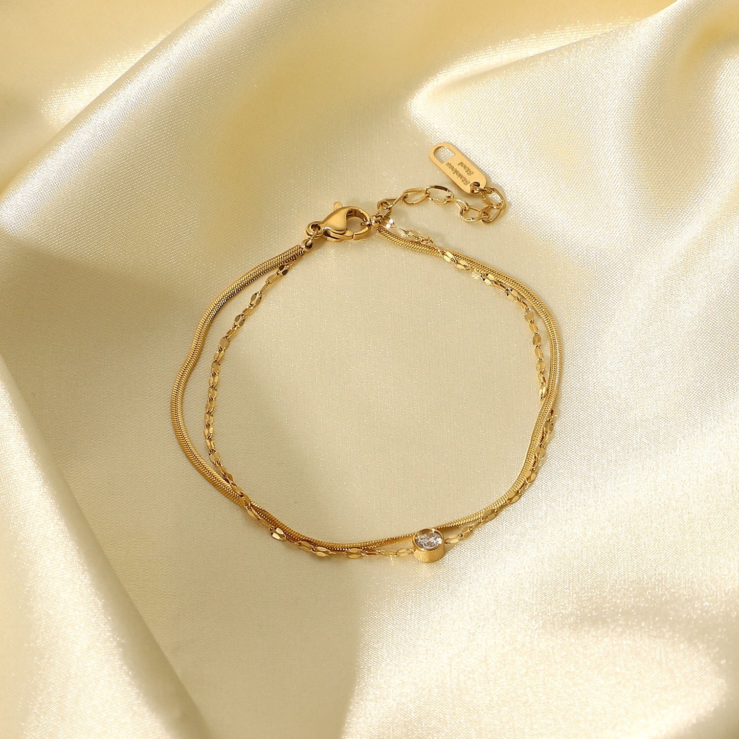 18K Gold Minimalist Layered Bracelet