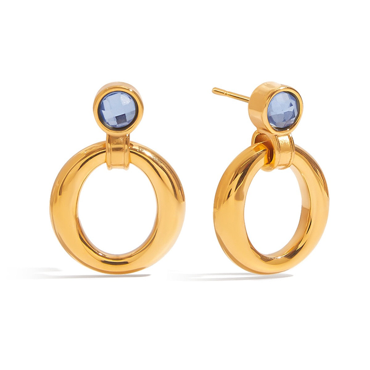 18K Gold Modern Azure Geometric Statement Stud Earrings