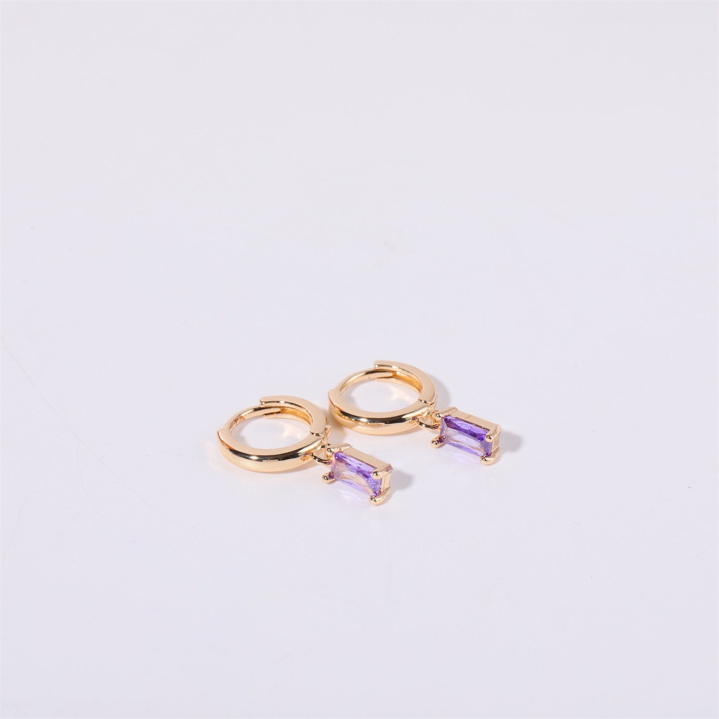 14K Gold Minimalist Birthstone Huggie Earrings