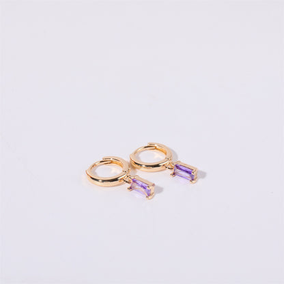 14K Gold Minimalist Birthstone Huggie Earrings