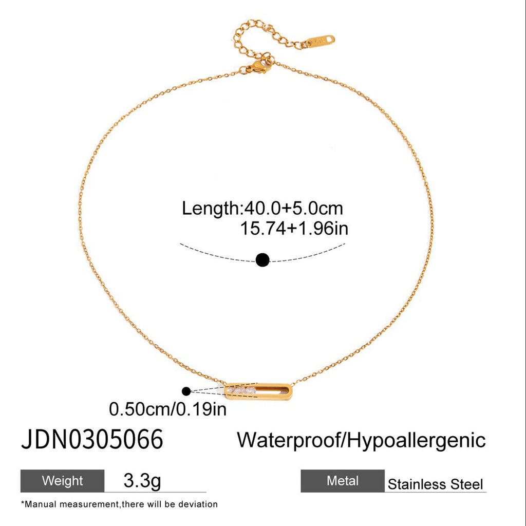 18K Gold Sliding Jewel Pendant Herringbone Snake Chain Layered Necklace Set