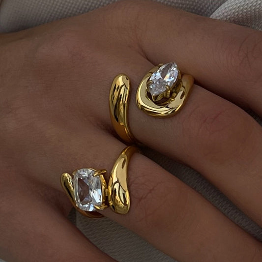 18K Gold Eternal Spark Statement CZ Cuff Ring