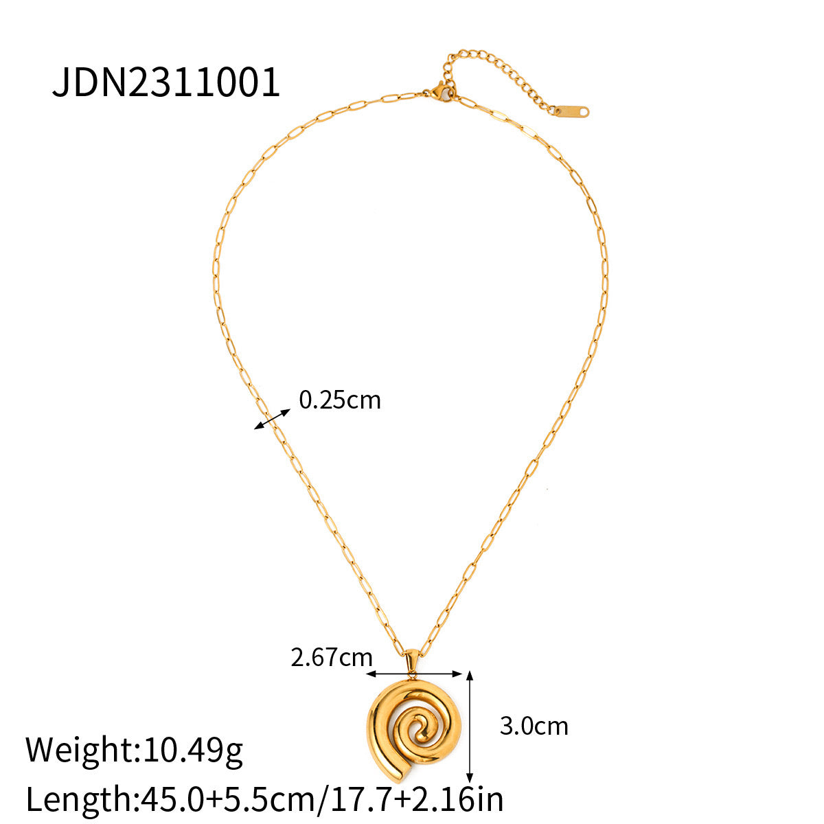 18K Gold Ocean Swirl Pendant Necklace