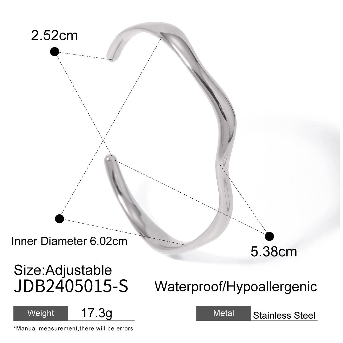 18K Gold Surf Statement Wave Cuff Bangle Bracelet