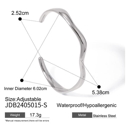 18K Gold Surf Statement Wave Cuff Bangle Bracelet