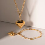 18K Gold Chunky Paperclip Heart Necklace