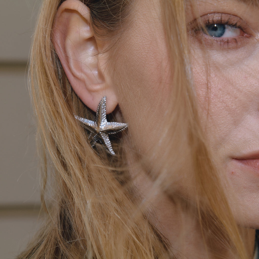 Silver Siren Starfish Statement Stud Earrings