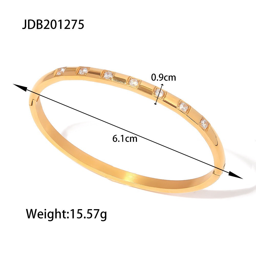 18K Gold Empire Glam CZ Bangle Bracelets Stack