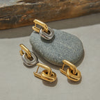 18K Gold Bold Link Statement Huggie Earrings