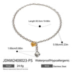 18K Gold and Silver Two Tone Love Locked Heart Cable Chain Toggle Necklace