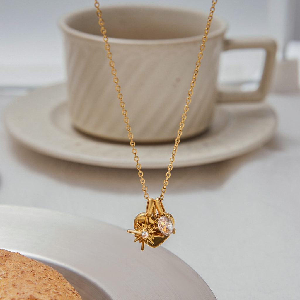 18K Gold Mom Heart Charm Necklace
