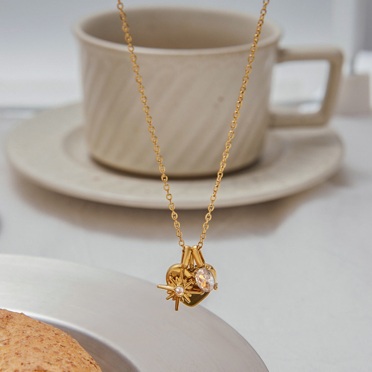 18K Gold Mom Heart Charm Necklace