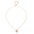 18K Gold Bling Coquette Bow Pendant CZ Necklace