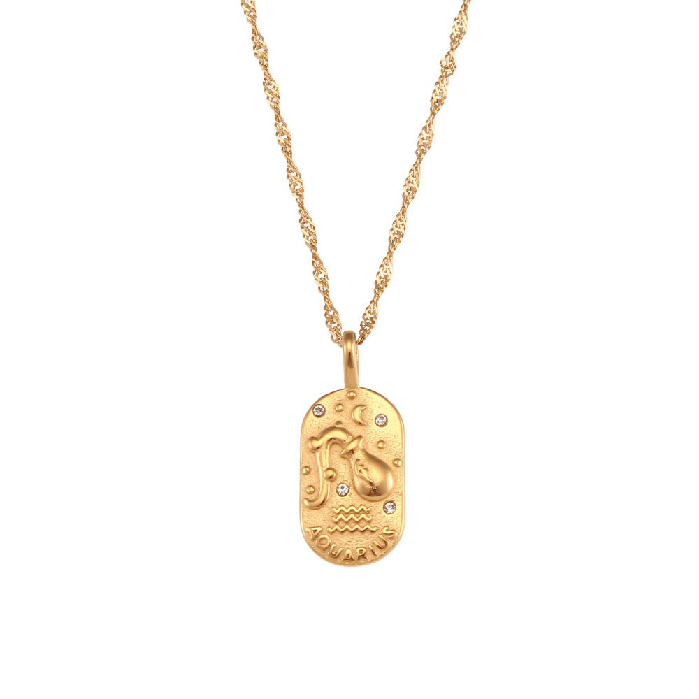 18K Gold Starry Zodiac Pendant Necklace