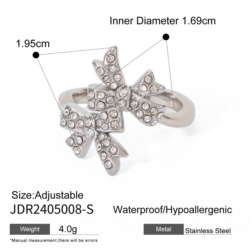 18K Gold Bejeweled Coquette Bow Pendant Necklace