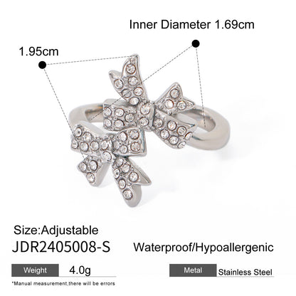 18K Gold Bejeweled Coquette Bow Ring