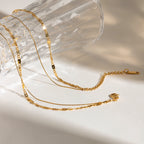 18K Gold Afterglow Dainty Double Chain Layered Necklace