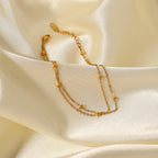 18K Gold Beaded Chain Bracelet