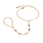 18K Gold Waterproof Rainbow Gem Hand Chain Bracelet