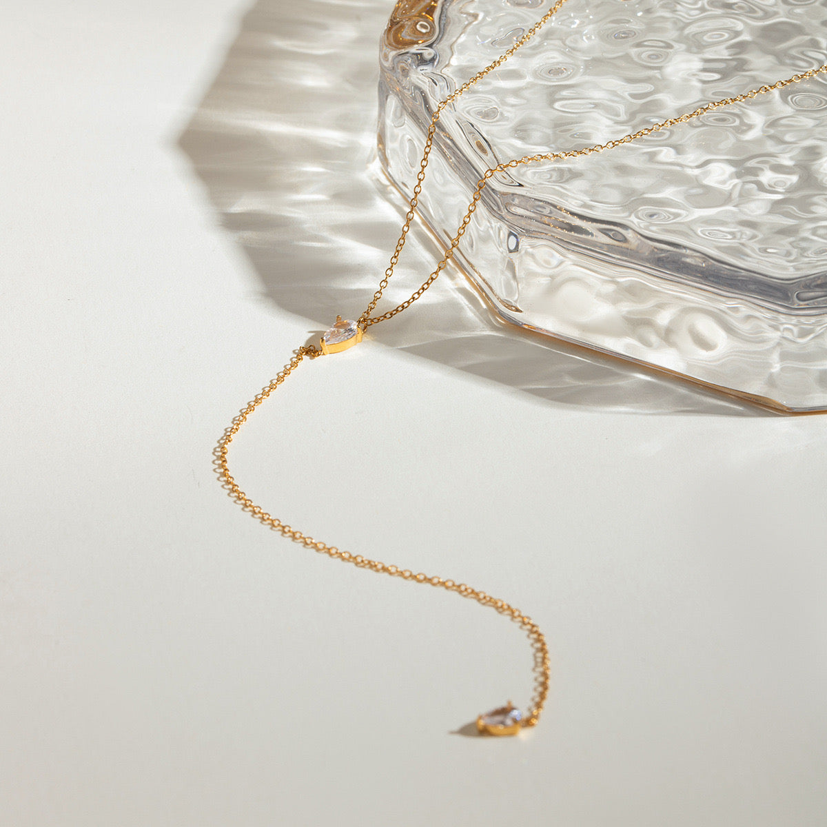 18K Gold Minimalist Lariat Necklace