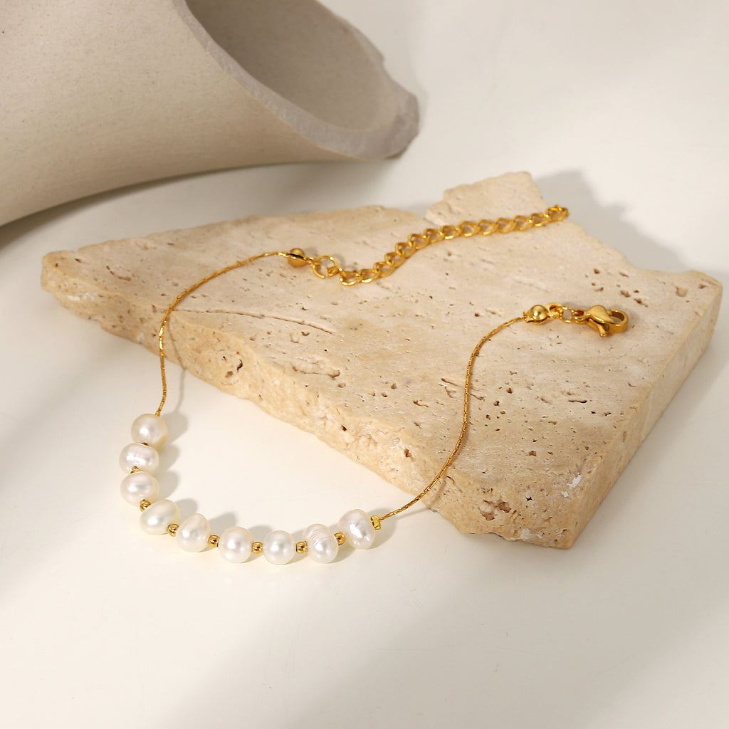 18K Gold Delicate Pearl Bracelet