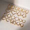 18K Gold Minimalist Geometric Heart Huggie Earrings