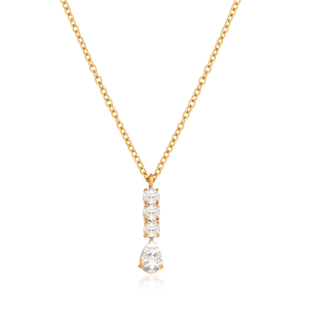 18K Gold High-wattage sparkle Pedant Y Shape Layered Necklace Set