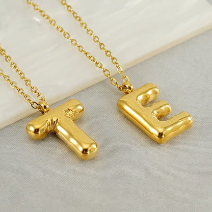 18K Gold Balloon Initial Pendant Necklace