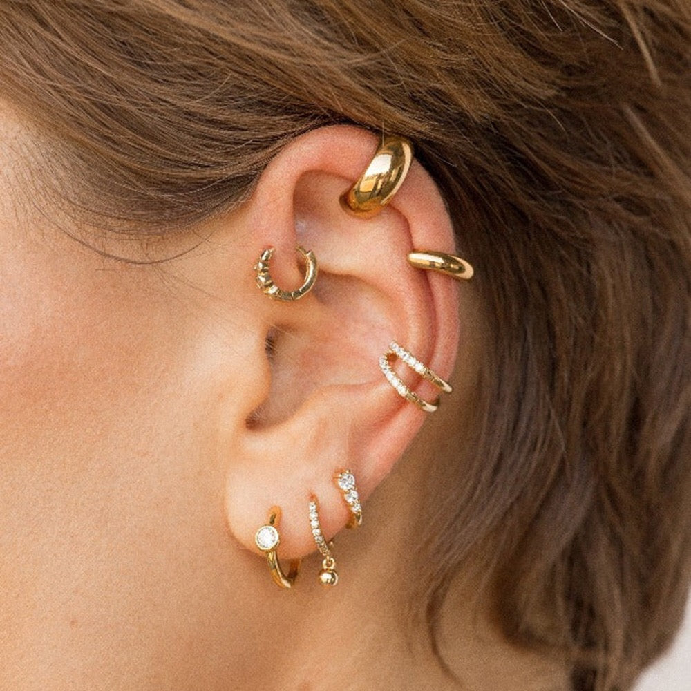 18K Gold Essential Double Huggie Ear Cuff