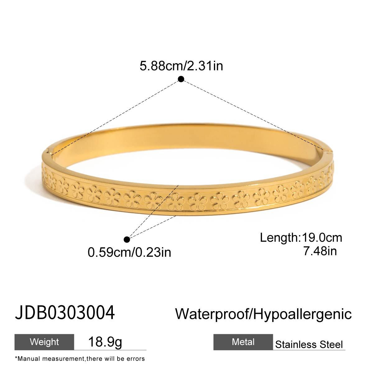 18K Gold Golden Blush Pink Jewel Wave Chain Flower Bangle Bracelet Stack