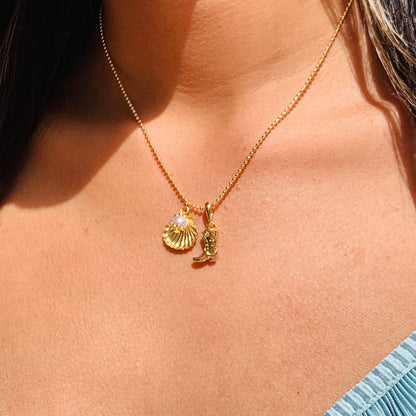 18K Gold Cowboy Boot Charm Necklace