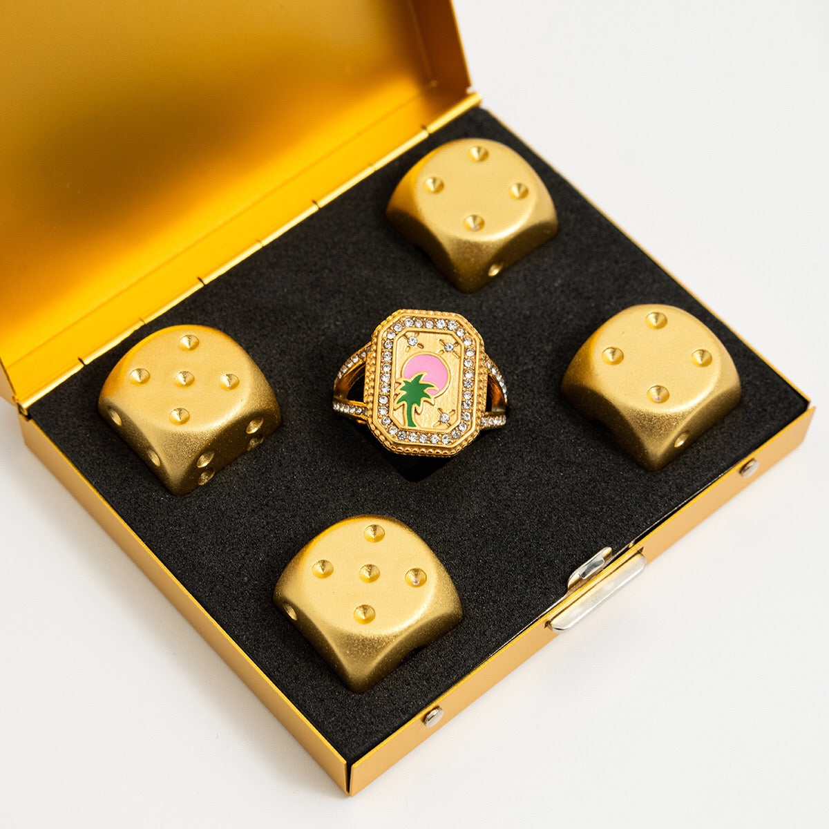 18K Gold Bejeweled Girl Boss Signet Statement Ring