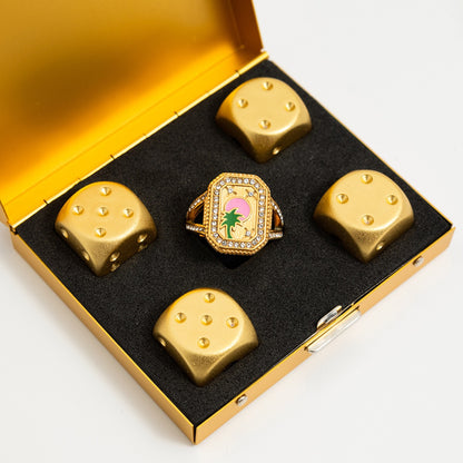 18K Gold Bejeweled Girl Boss Signet Statement Ring
