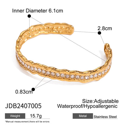 18K Gold Empire Glam CZ Bangle Bracelets Stack