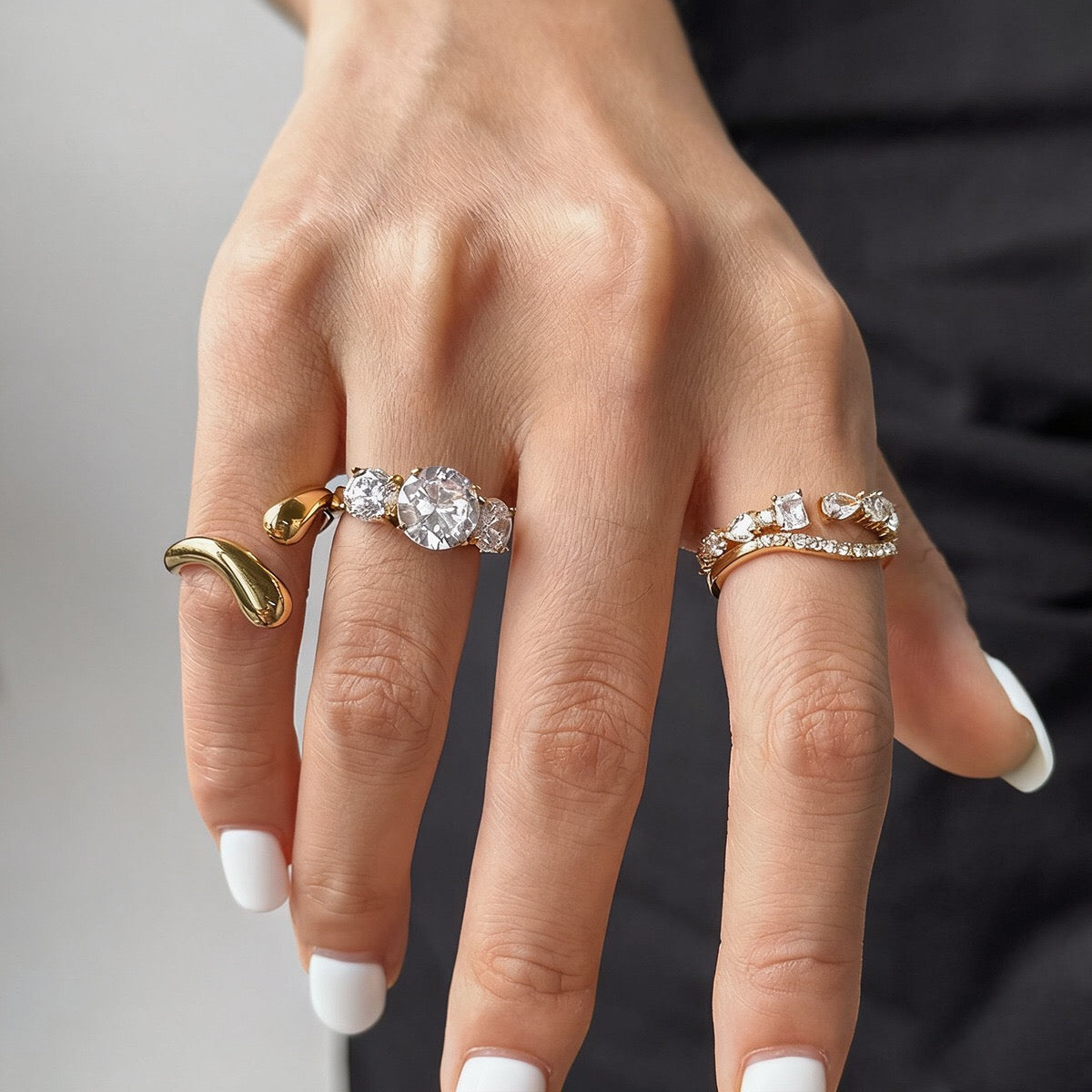 18K Gold Diamond Royale Statement CZ Cocktail Ring