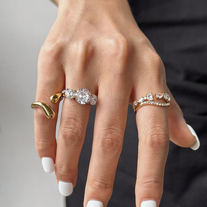 18K Gold Diamond Royale Statement CZ Cocktail Ring