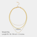 18K Gold Herringbone Snake Chain Layered Necklace