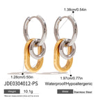 18K Gold and Silver Two Tone Trinity Small Hoop Dangle Huggie Earrings