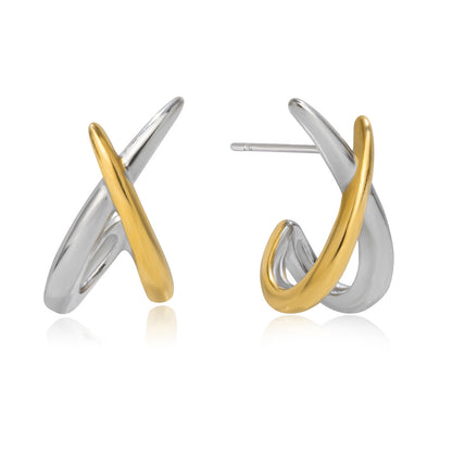 18K Gold and Silver Two Tone Dantiy Stud Earrings