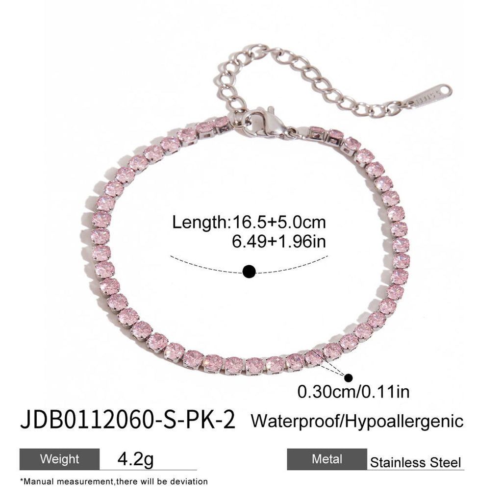 18K Gold Pink Dream Star Tennis Chain Bracelet Stack