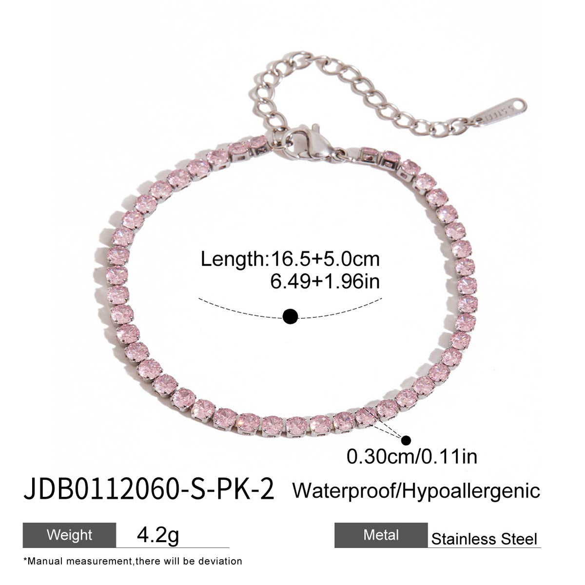 18K Gold Pink Dream Star Tennis Chain Bracelet Stack