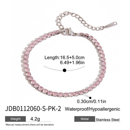 18K Gold Pink Dream Star Tennis Chain Bracelet Stack