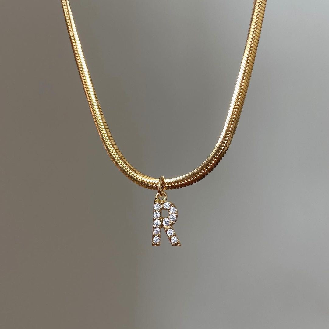 18K Gold Minimalist Glam Initial Necklace