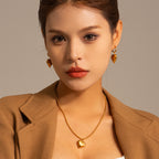 18K Gold Heart Pendant Small Ball Chain Necklace