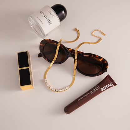 18K Gold Guardian Elephant Pendant Herringbone Snake Chain Layered Necklace Set