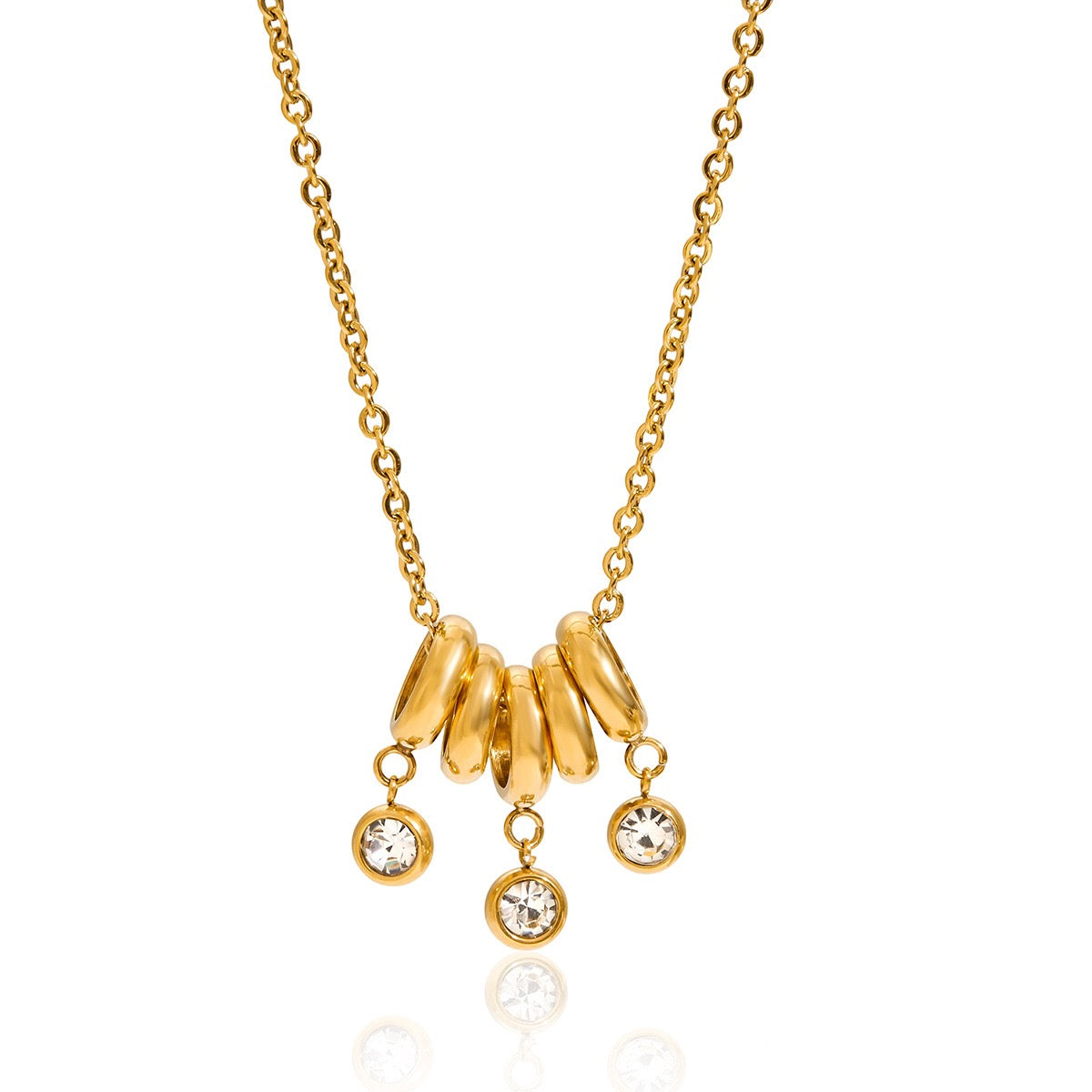 18K Gold Starry Ring Charm Pendant Herringbone Snake Chain Layered Necklace Set